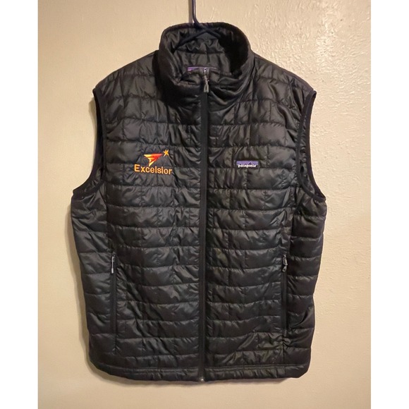 Patagonia Mens Large Down Sweater Vest Excelsior Black Puffer Sleeveless Jacket - Picture 1 of 6